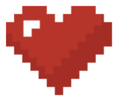 ceci est un gros cœur tout pixélisé. Eh oui! C'est ça la geek romance!