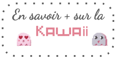 bouton de navigation pour en savoir plus sur la romance geek kawai. on a les petits fantomes pixelisés: la fille avec les yeux en couer et le garon mignon avec les yeux qui brillent
